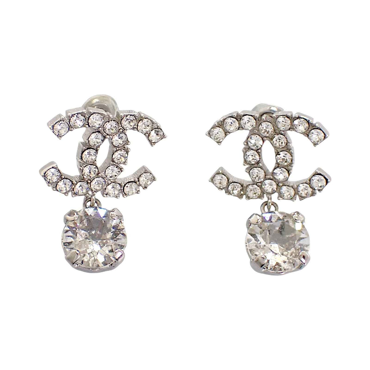 シャネル CHANEL ココマーク ピアス メタル クリスタル シルバー金具 レディース【中古】【ABランク】