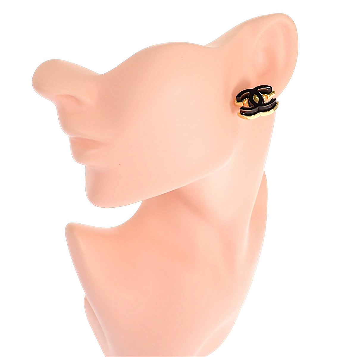 シャネル CHANEL ココマーク ピアス メタル ブラック ゴールド レディース【中古】【ABランク】