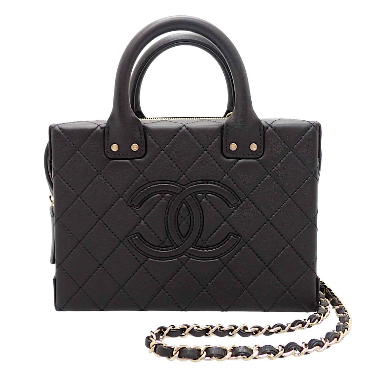 シャネル CHANEL ココマーク バニティバッグ AS3345 2WAYバッグ ハンドバッグ ショルダーバッグ カーフ ブラック 黒 ゴールド金具 レディース【中古】【Aランク】