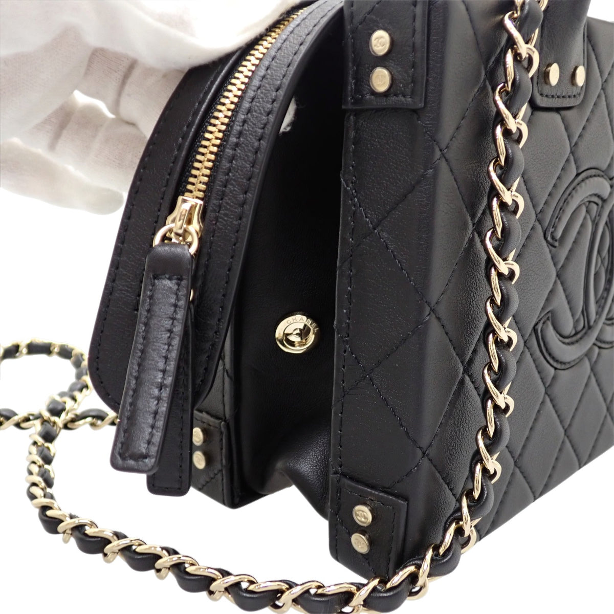 シャネル CHANEL ココマーク バニティバッグ AS3345 2WAYバッグ ハンドバッグ ショルダーバッグ カーフ ブラック 黒 ゴールド金具 レディース【中古】【Aランク】