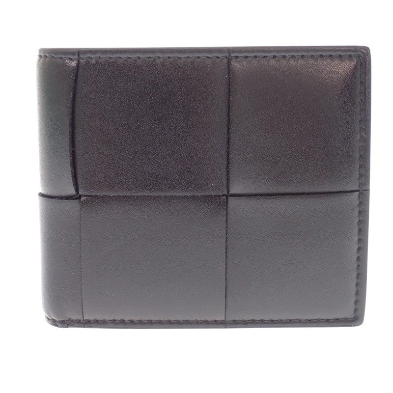 ボッテガヴェネタ BOTTEGA VENETA カセット コインパース付き二つ折りウォレット 749455VBWD23009 二つ折り財布 カーフ ブラック メンズ レディース【中古】【ABランク】