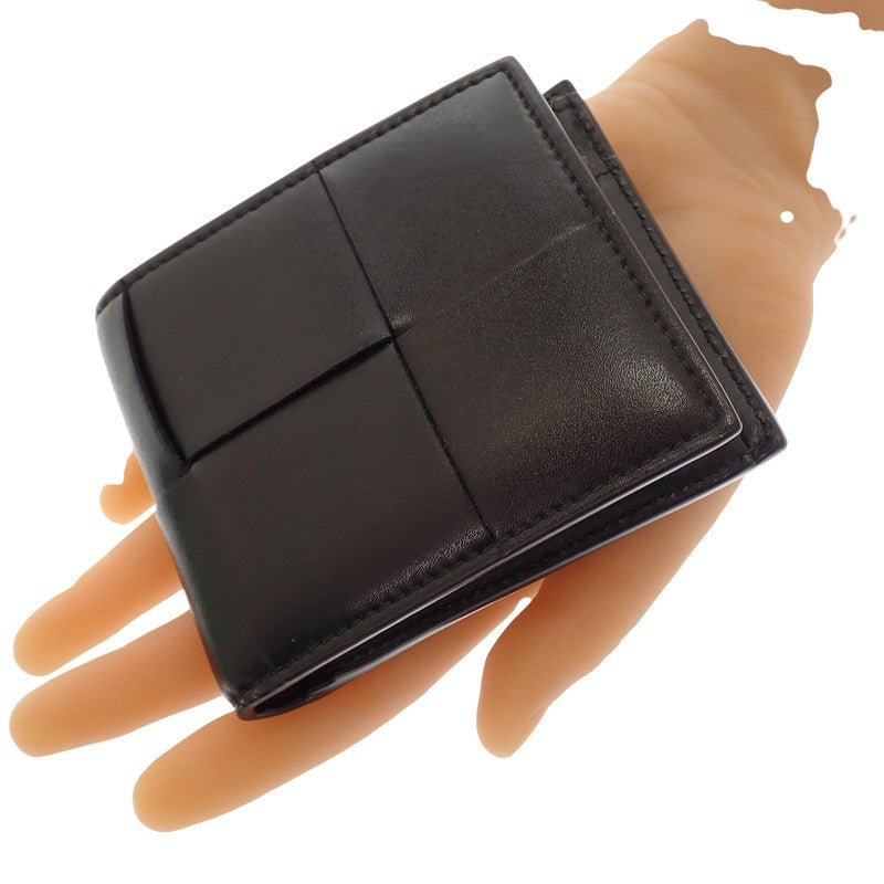 ボッテガヴェネタ BOTTEGA VENETA カセット コインパース付き二つ折りウォレット 749455VBWD23009 二つ折り財布 カーフ ブラック メンズ レディース【中古】【ABランク】