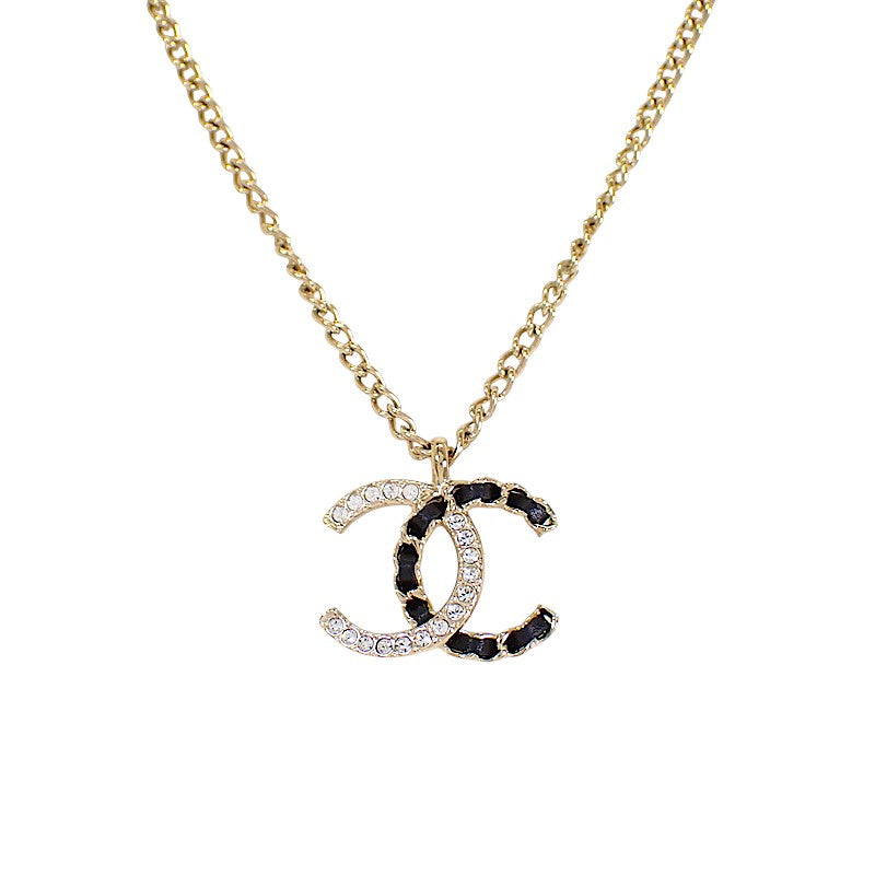 シャネル CHANEL ココマーク ABG352 ネックレス メタル レザー クリスタル ゴールド レディース【中古】【Aランク】
