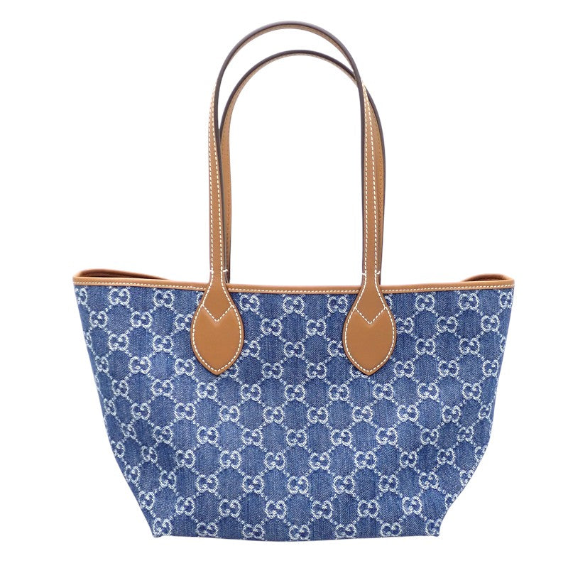 グッチ GUCCI トーティッシマ スモール 820496 トートバッグ デニム ブルー レディース【中古】【Aランク】