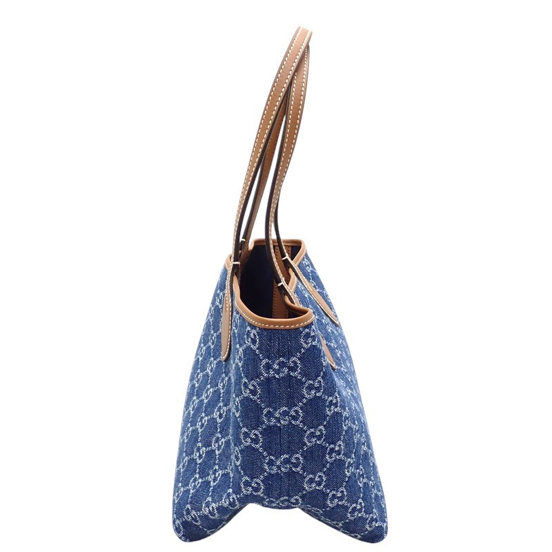 グッチ GUCCI トーティッシマ スモール 820496 トートバッグ デニム ブルー レディース【中古】【Aランク】