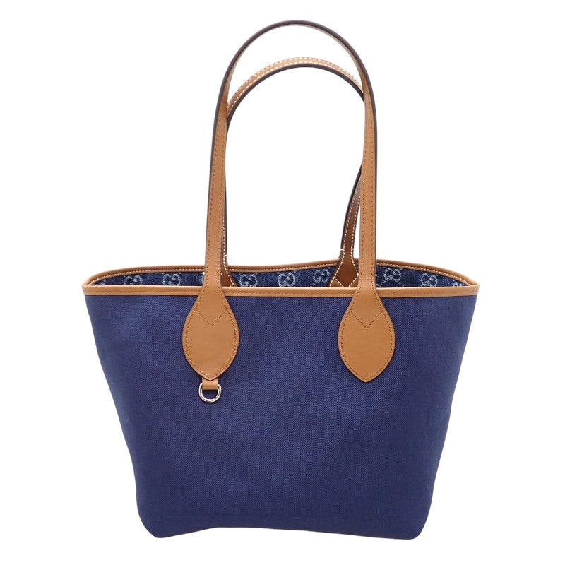 グッチ GUCCI トーティッシマ スモール 820496 トートバッグ デニム ブルー レディース【中古】【Aランク】