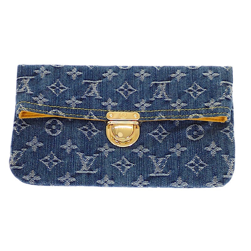 ルイヴィトン LOUIS VUITTON デニム ポシェット プラット M95007 クラッチバッグ モノグラムデニム ゴールド金具 レディース メンズ【中古】【Aランク】