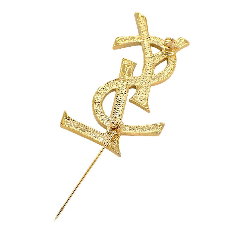 イヴ・サンローラン YVES SAINT LAURENT カサンドラ ブローチ メタル クリスタル レディース【中古】【ABランク】