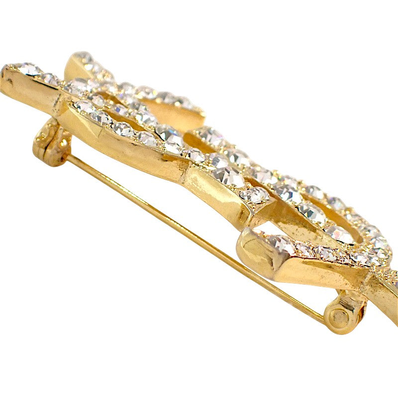イヴ・サンローラン YVES SAINT LAURENT カサンドラ ブローチ メタル クリスタル レディース【中古】【ABランク】