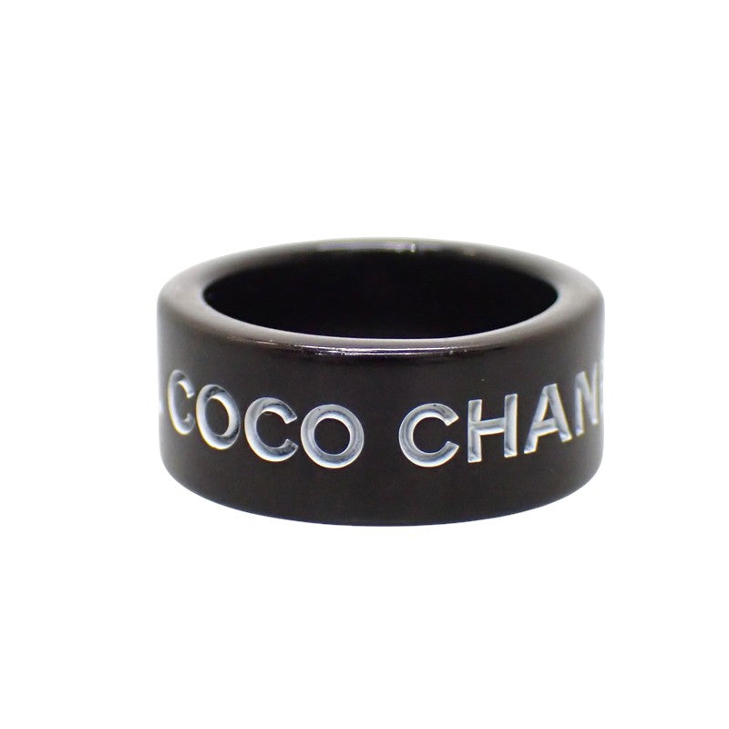 シャネル CHANEL coco ロゴリング 13号 リング ブラック メンズ レディース【中古】【ABランク】
