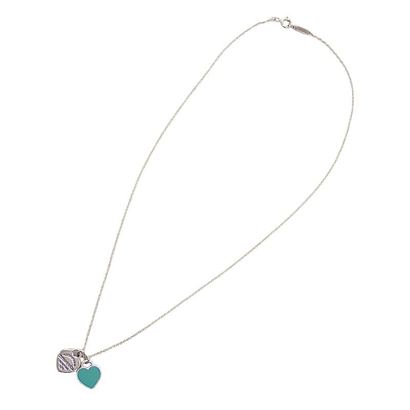 ティファニー TIFFANY&Co. ブルー ダブル ハートタグ ネックレス シルバー925 レディース【中古】【Aランク】