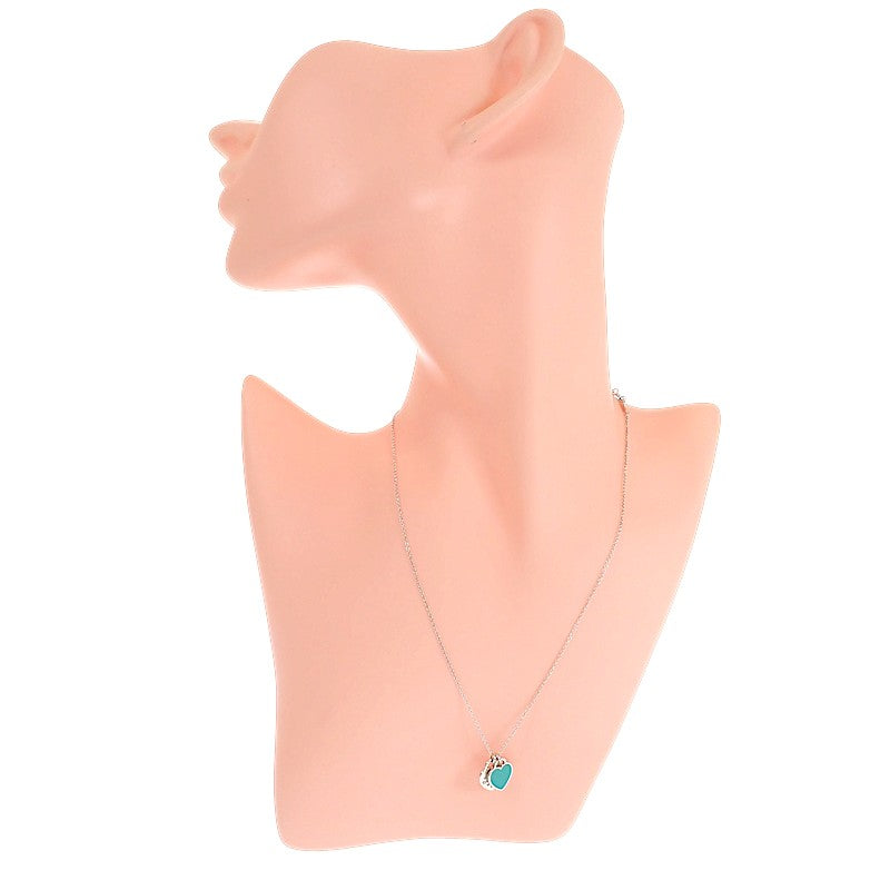 ティファニー TIFFANY&Co. ブルー ダブル ハートタグ ネックレス シルバー925 レディース【中古】【Aランク】