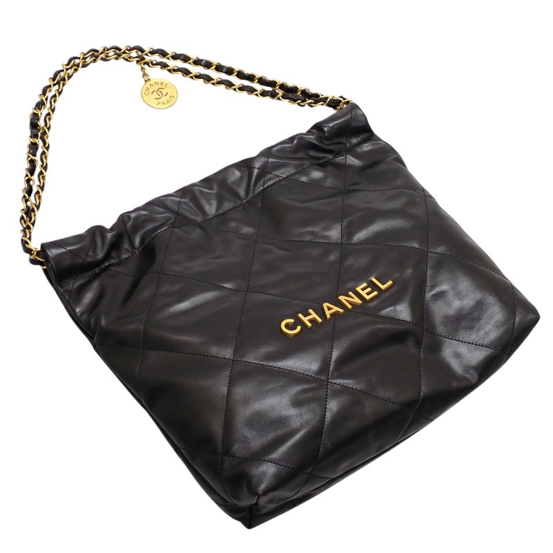 シャネル CHANEL シャネル22 スモール ポーチ付き AS3260 ハンドバッグ カーフ ブラック ゴールド金具 レディース【中古】【Aランク】