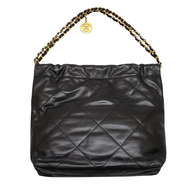 シャネル CHANEL シャネル22 スモール ポーチ付き AS3260 ハンドバッグ カーフ ブラック ゴールド金具 レディース【中古】【Aランク】