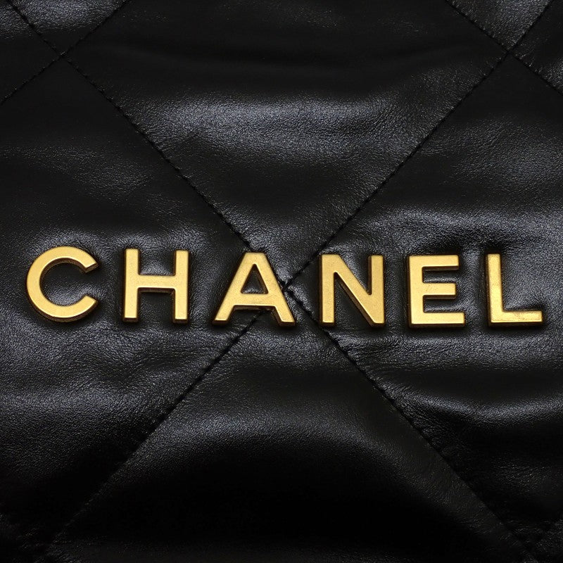シャネル CHANEL シャネル22 スモール ポーチ付き AS3260 ハンドバッグ カーフ ブラック ゴールド金具 レディース【中古】【Aランク】