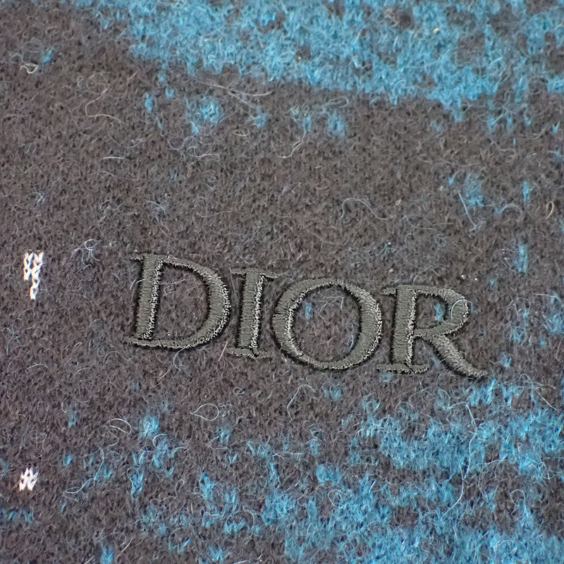 クリスチャンディオール Christian Dior PETER DOIG ピーター・ドイグ ジャガードニット M 143M649AT276 セーター ナイロン モヘア ブラック ブルー メンズ【中古】【Aランク】
