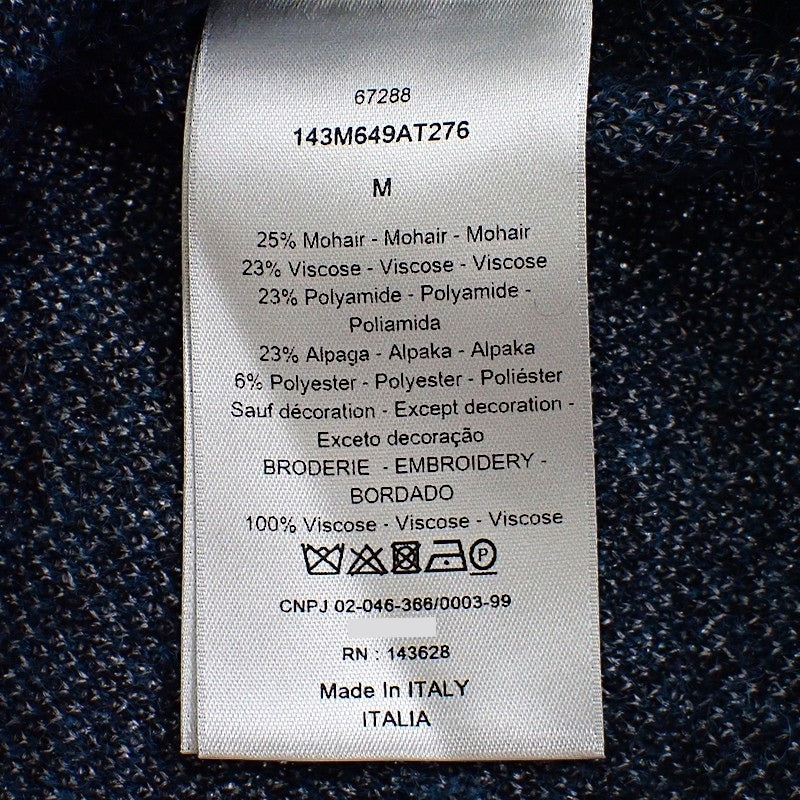 クリスチャンディオール Christian Dior PETER DOIG ピーター・ドイグ ジャガードニット M 143M649AT276 セーター ナイロン モヘア ブラック ブルー メンズ【中古】【Aランク】