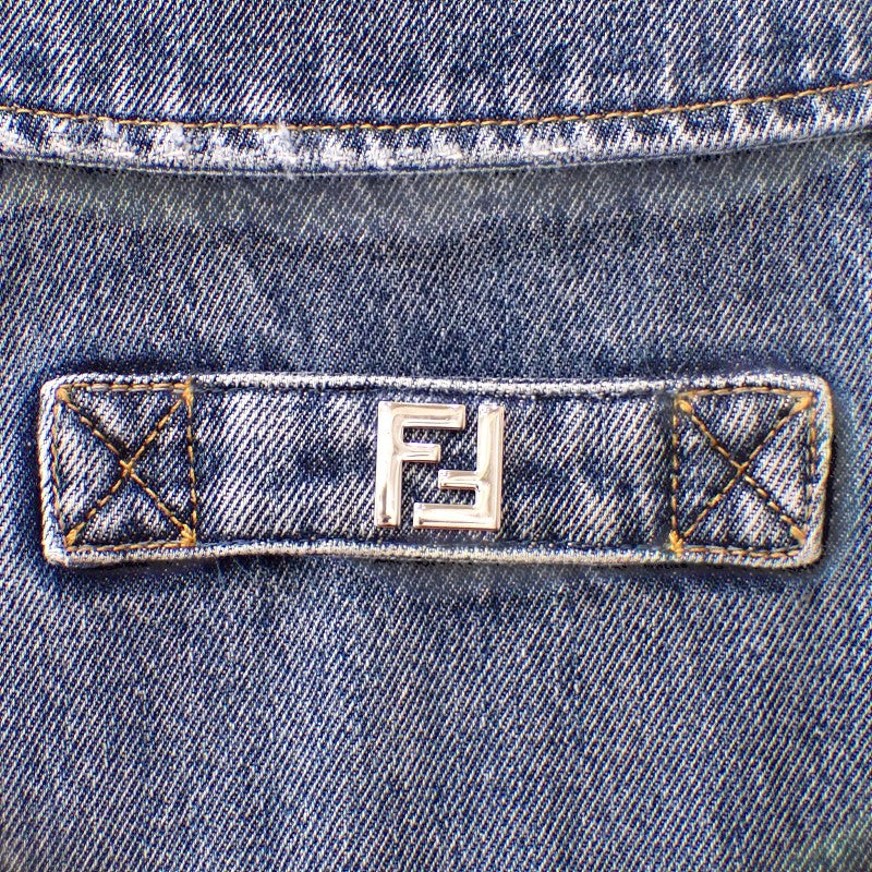 フェンディ FENDI マルチポケットデニム 46 FW1315_AS02 半袖シャツ コットン ブルー メンズ【中古】【Aランク】