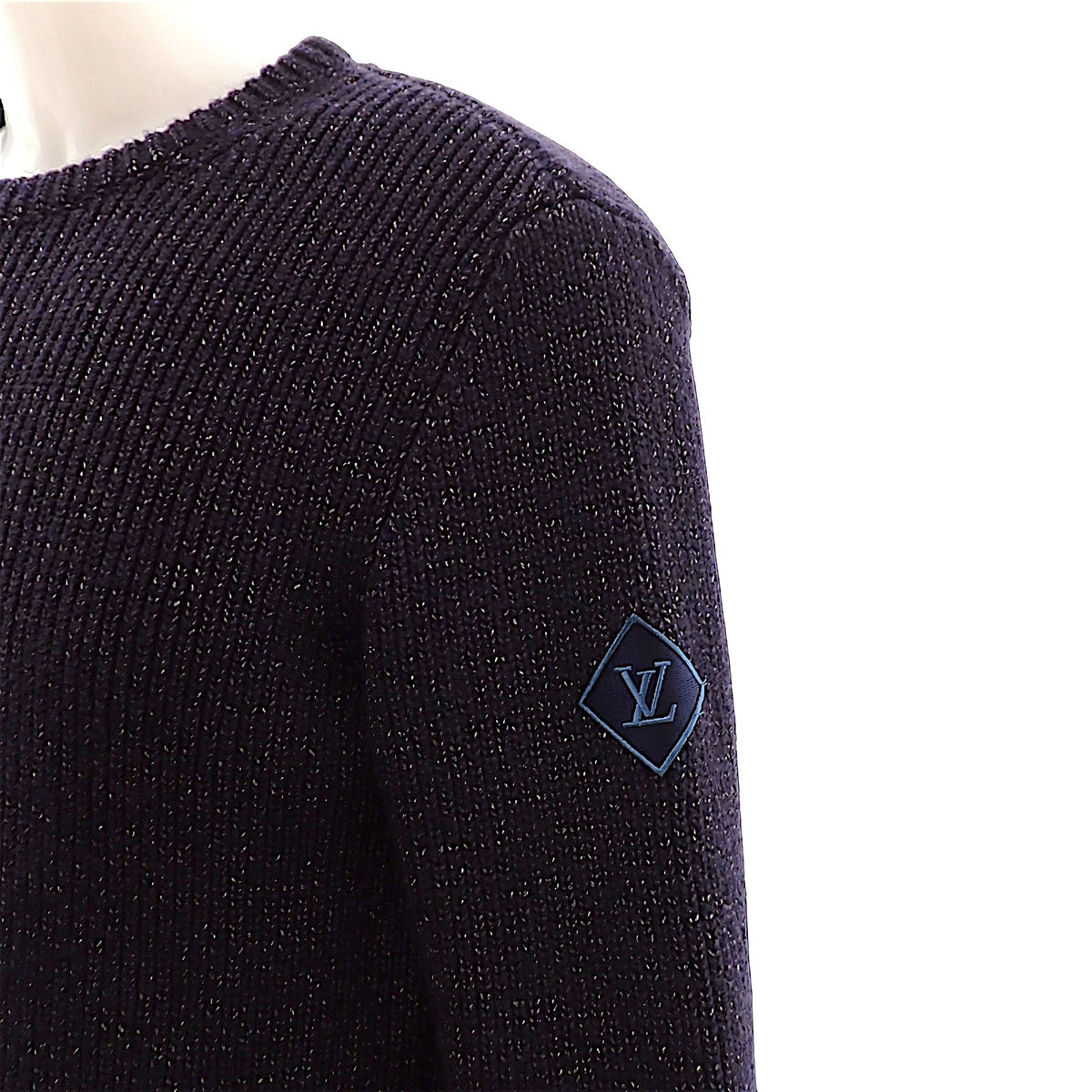 ルイヴィトン LOUIS VUITTON ロングスリーブ クルーネック M ニット ウール ネイビー メンズ【中古】【ABランク】