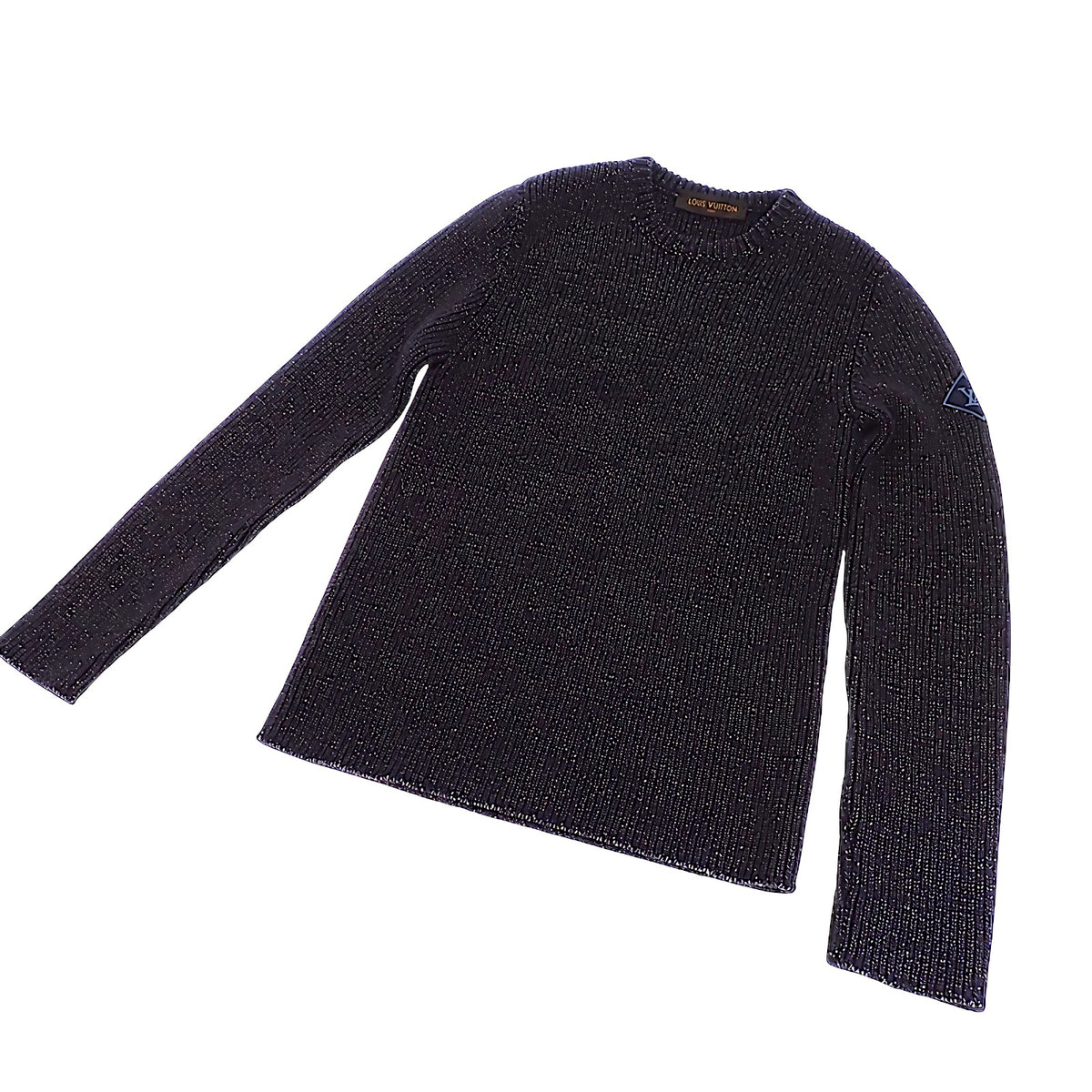 ルイヴィトン LOUIS VUITTON ロングスリーブ クルーネック M ニット ウール ネイビー メンズ【中古】【ABランク】