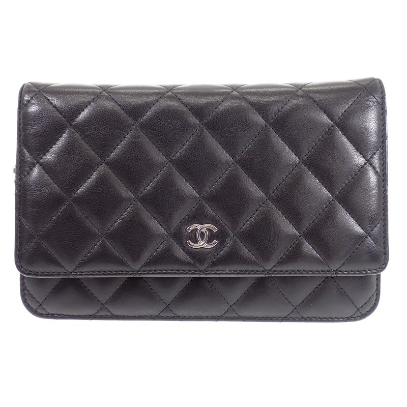 シャネル CHANEL クラシック チェーンウォレット A33814 長財布 ラムスキン ブラック シルバー金具 レディース【中古】【ABランク】