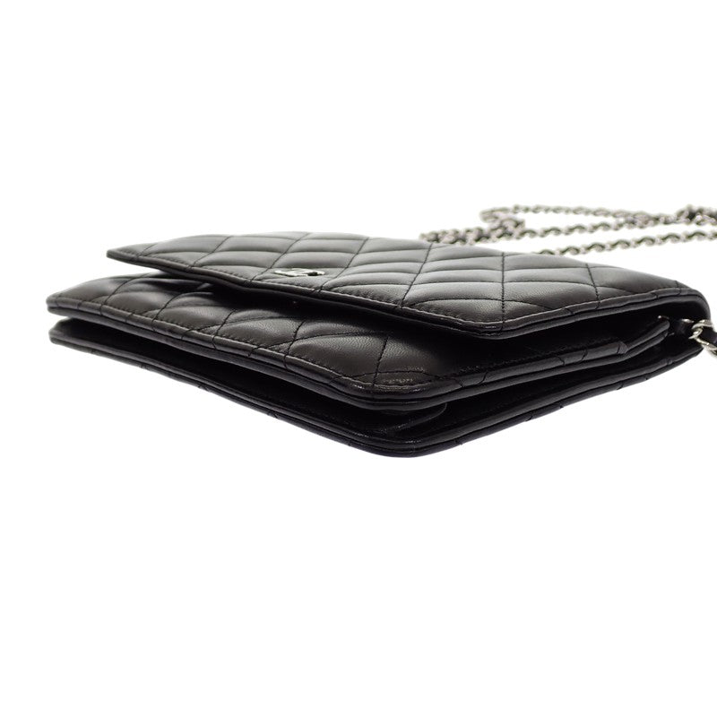 シャネル CHANEL クラシック チェーンウォレット A33814 長財布 ラムスキン ブラック シルバー金具 レディース【中古】【ABランク】