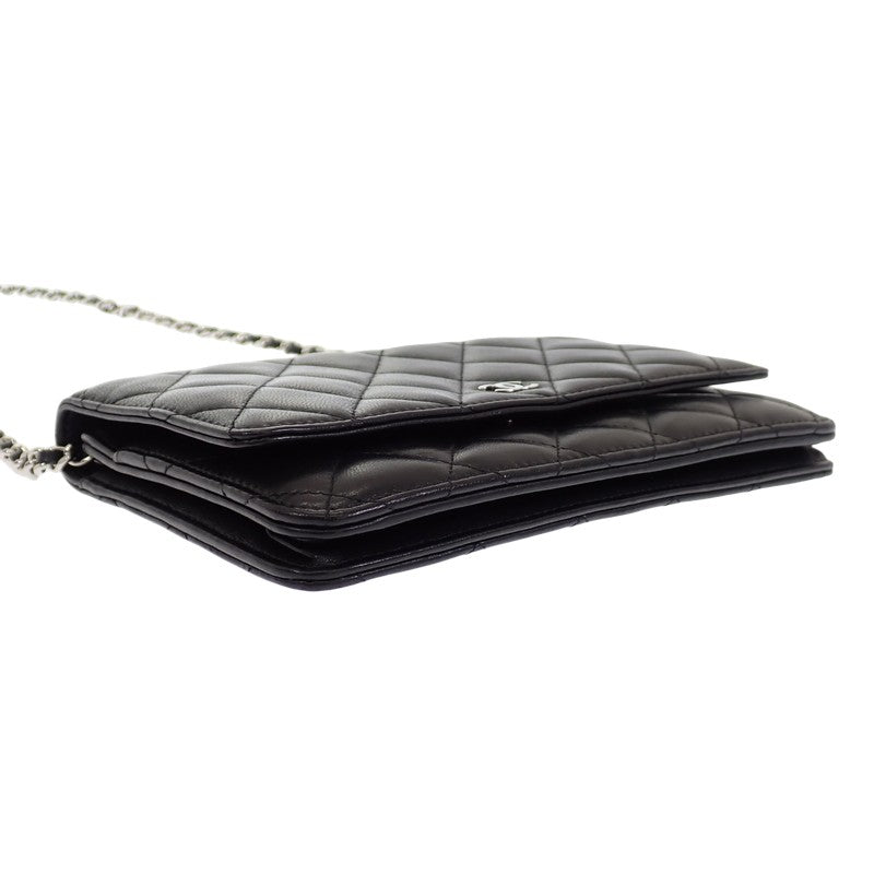 シャネル CHANEL クラシック チェーンウォレット A33814 長財布 ラムスキン ブラック シルバー金具 レディース【中古】【ABランク】