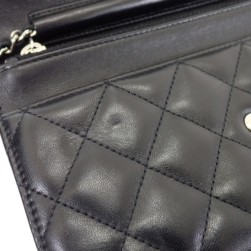 シャネル CHANEL クラシック チェーンウォレット A33814 長財布 ラムスキン ブラック シルバー金具 レディース【中古】【ABランク】