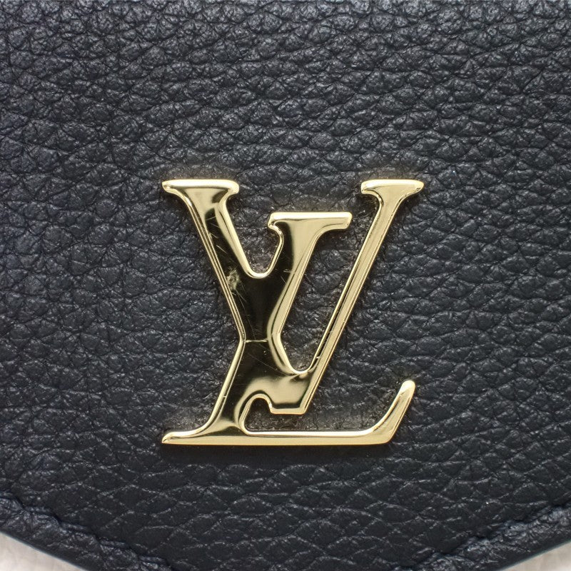 ルイヴィトン LOUIS VUITTON ポルトフォイユ ロックミニ M80984 三つ折り財布 グレインカーフレザー ノワール クレーム ピンク ゴールド金具 レディース【中古】【ABランク】