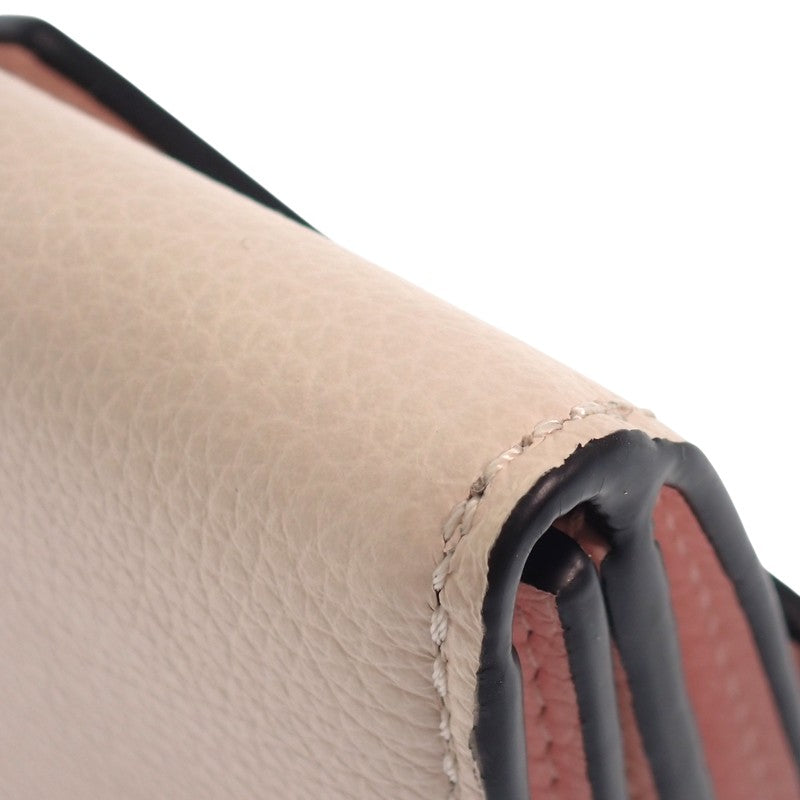 ルイヴィトン LOUIS VUITTON ポルトフォイユ ロックミニ M80984 三つ折り財布 グレインカーフレザー ノワール クレーム ピンク ゴールド金具 レディース【中古】【ABランク】