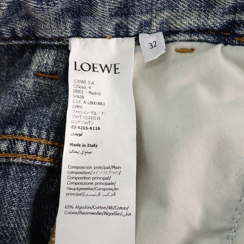 ロエベ LOEWE ベルテッドジーンズ ボトムス 32 S359Y11XE2 デニムパンツ ポリエステル デニム ブルー レディース メンズ【中古】【Aランク】