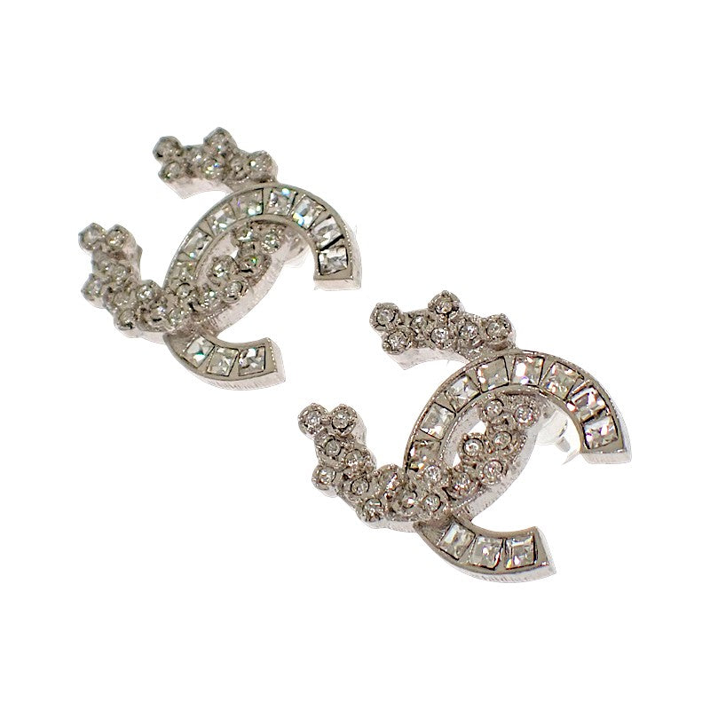 シャネル CHANEL ココマーク ピアス メタル クリスタル シルバー金具 レディース【中古】【Aランク】