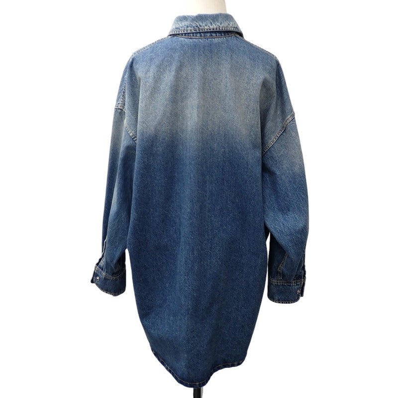 プラダ PRADA ダメージ加工 オーバーサイズ 38 GFC060_SOOO_16PK デニムジャケット コットン ブルー レディース【中古】【Aランク】