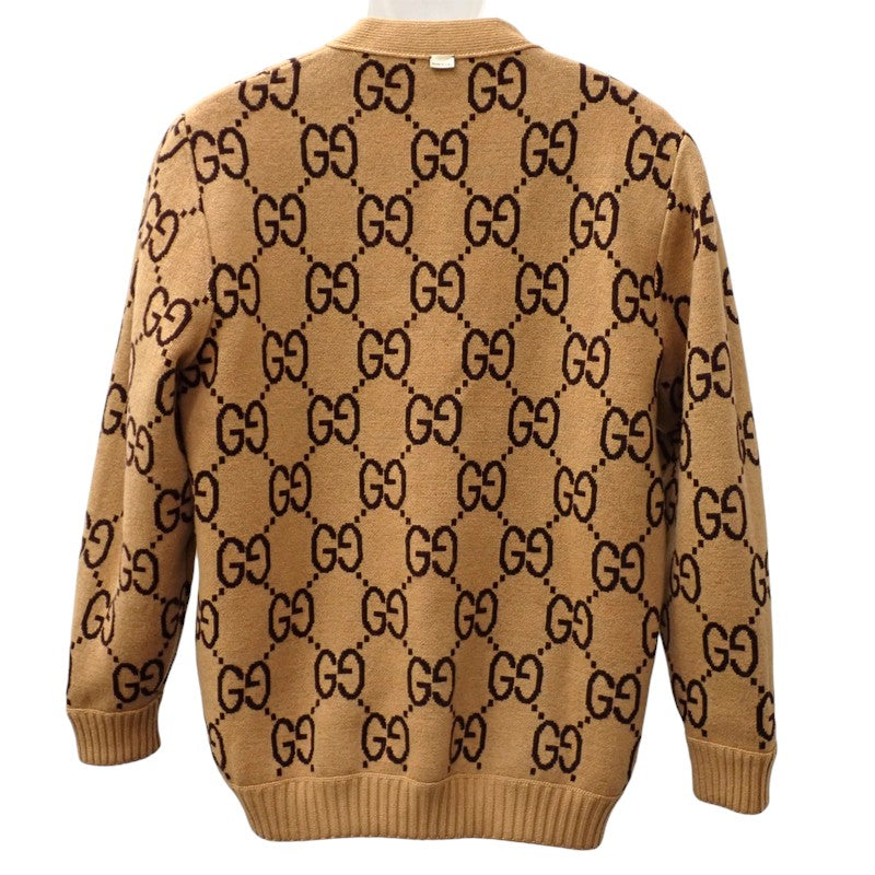グッチ GUCCI GGチェック S 699872 カーディガン ウール ベージュ メンズ【中古】【Aランク】