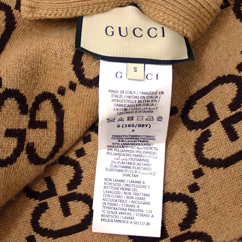 グッチ GUCCI GGチェック S 699872 カーディガン ウール ベージュ メンズ【中古】【Aランク】