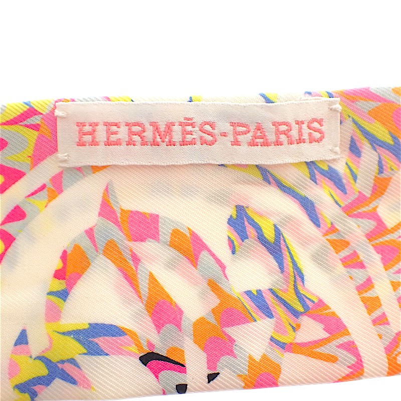 エルメス HERMES ツイリー マーブルシルク エクスリブリス H064066S 01 スカーフ シルク ピンク ホワイト ブルー レディース【中古】【Aランク】
