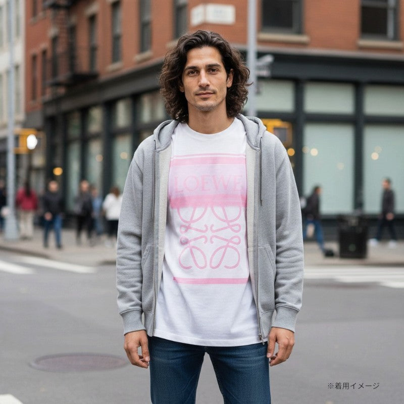 ロエベ LOEWE アナグラム フォトコピー Tシャツ S H526Y22X27 半袖Tシャツ コットン ホワイト ピンク メンズ レディース ユニセックス【中古】【Aランク】