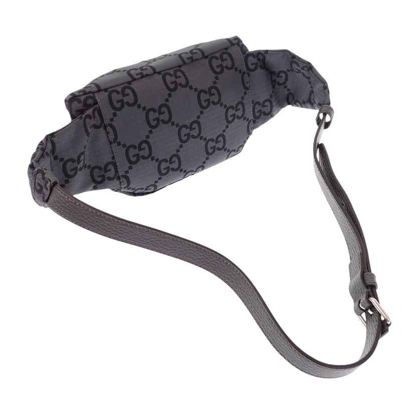 グッチ GUCCI ベルトバッグ ラージ 767934 ボディバッグ GGリサイクルポリエステル ブラック グレー シルバー金具 メンズ【中古】【Aランク】