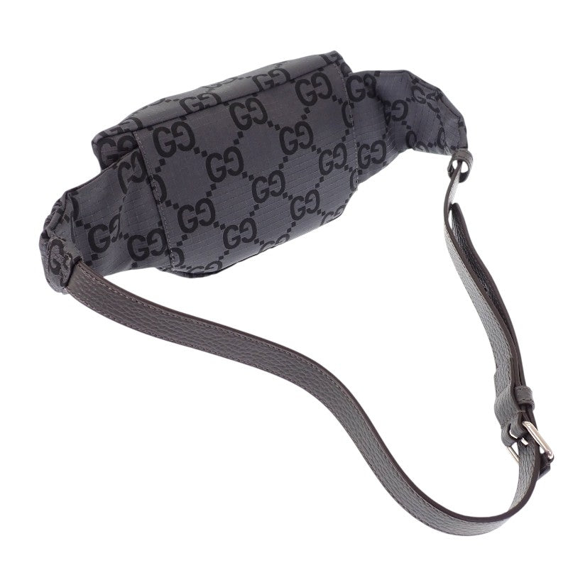 グッチ GUCCI ベルトバッグ ラージ 767934 ボディバッグ GGリサイクルポリエステル ブラック グレー シルバー金具 メンズ【中古】【Aランク】
