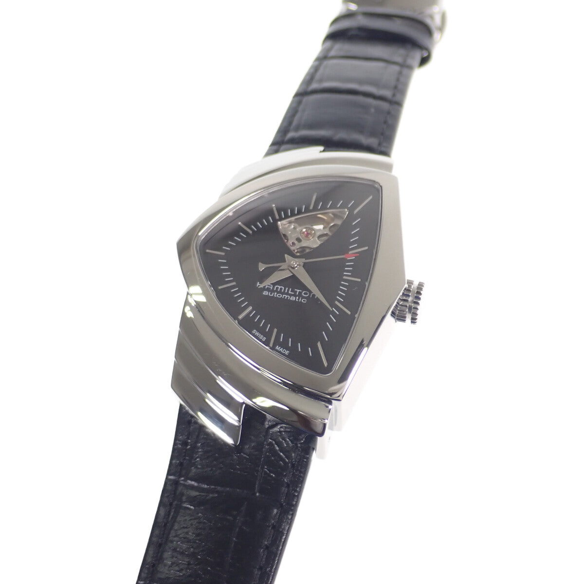 ハミルトン HAMILTON 腕時計 メンズ H24515732 ベンチュラ オープンハート オート 35mm VENTURA OPENHEART AUTO 35mm 自動巻き（H-10/手巻き付） ブラックxブラック アナログ表示