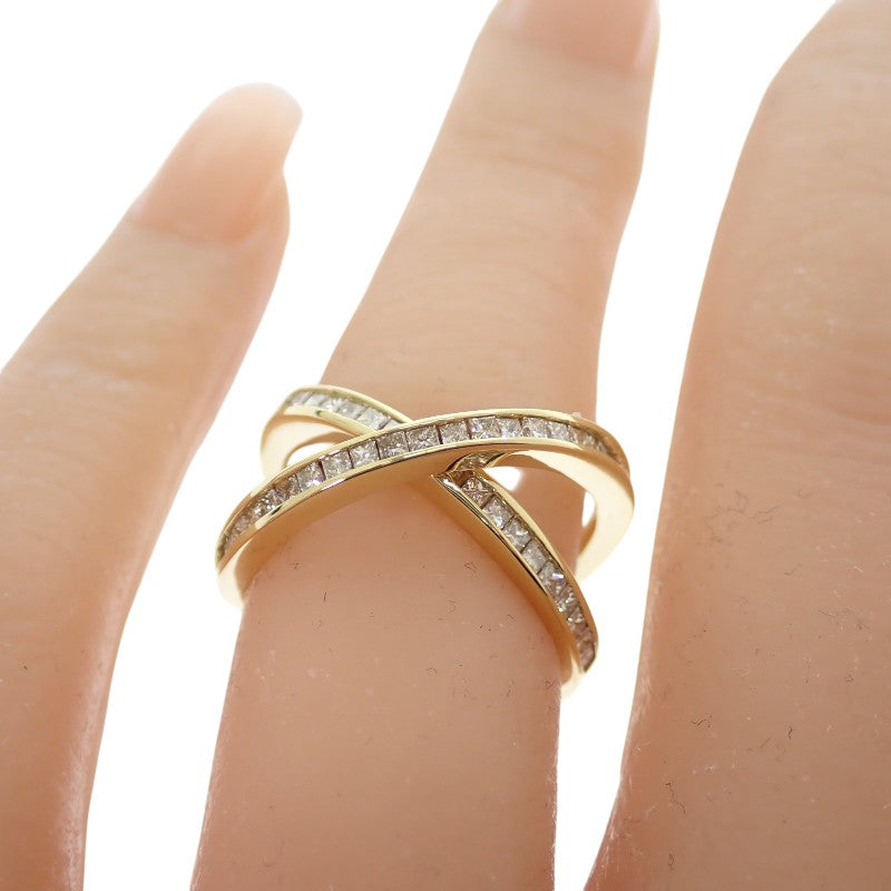 Design Jewelry Ring K18 Yellow Gold Diamond Women's Size 11.5 [Used] [A Rank]