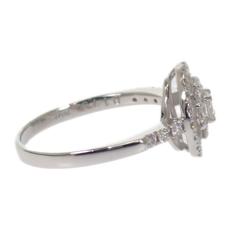 フラワーモチーフ デザインジュエリー リング Pt900プラチナ ダイヤモンド シルバー ダイヤモンド レディース【中古】【Aランク】