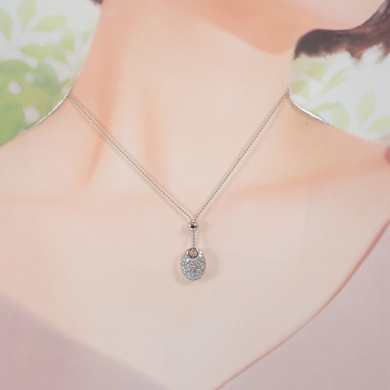 デザインジュエリー パヴェ ネックレス Pt900プラチナ Pt850プラチナ ダイヤモンド レディース【中古】【Aランク】