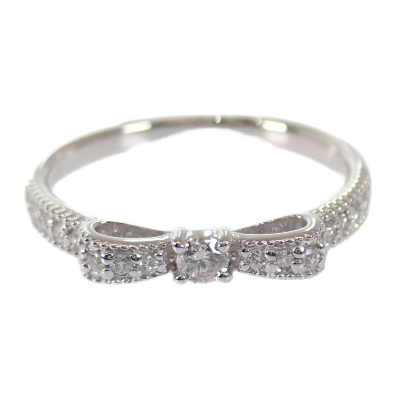 デザインジュエリー リボンモチーフ 11号 リング K18ホワイトゴールド ダイヤモンド レディース【中古】【Aランク】