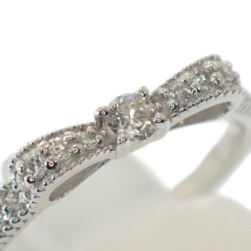 デザインジュエリー リボンモチーフ 11号 リング K18ホワイトゴールド ダイヤモンド レディース【中古】【Aランク】