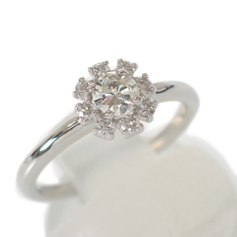 デザイン ジュエリー フラワー リング Pt900プラチナ 10号 ダイヤモンド レディース【中古】【Aランク】