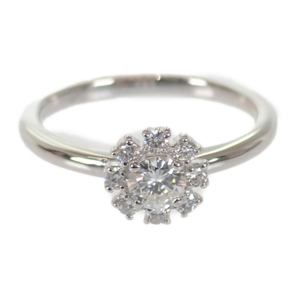 デザイン ジュエリー フラワー リング Pt900プラチナ 10号 ダイヤモンド レディース【中古】【Aランク】