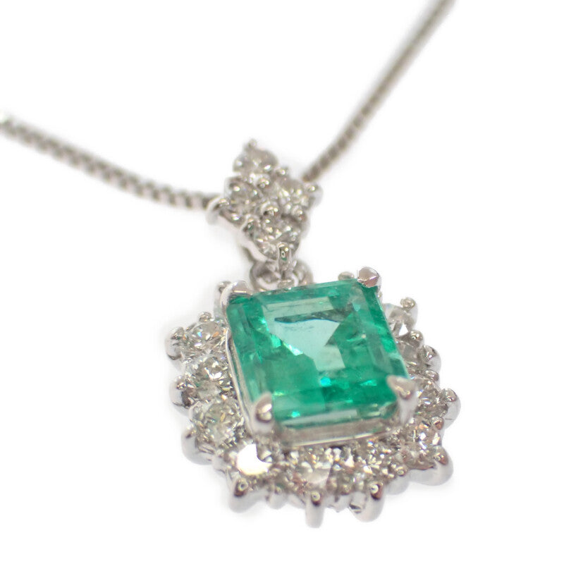 【中古】 デザインジュエリー ペンダント ネックレス K18ホワイトゴールド エメラルド ダイヤモンド レディース【Aランク】