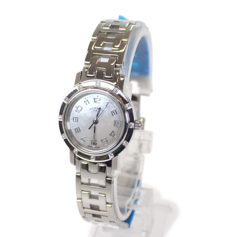 【商談中/対象者以外注文不可】エルメス HERMES クリッパー ナクレ CL4.230 腕時計 ステンレススチール クオーツ ホワイトシェル文字盤 レディース【中古】【Aランク】