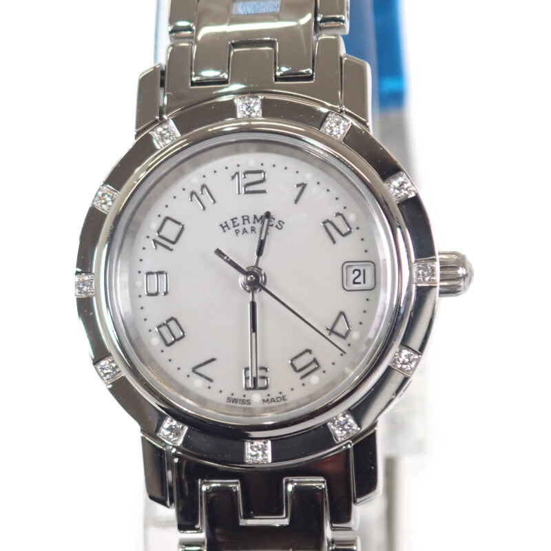 【商談中/対象者以外注文不可】エルメス HERMES クリッパー ナクレ CL4.230 腕時計 ステンレススチール クオーツ ホワイトシェル文字盤 レディース【中古】【Aランク】